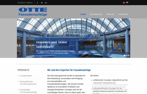 Vorschau von www.fassadenlift.de, Otte Aufzugstechnik GmbH