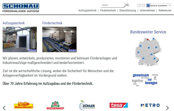 Vorschau von www.schoenau.com, Schönau Maschinenfabrik GmbH