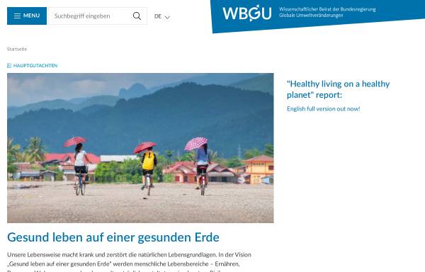 Vorschau von www.wbgu.de, Wissenschaftlicher Beirat der Bundesregierung zum Thema 