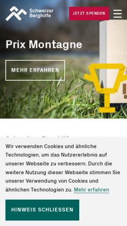 Vorschau der mobilen Webseite www.berghilfe.ch, Schweizer Berghilfe