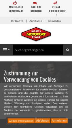 Vorschau der mobilen Webseite www.motoport.de, MotoPort Vertrieb Foehl/Steffens GbR