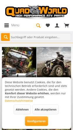 Vorschau der mobilen Webseite www.quad-world.de, Quad-World Racing Parts, Christian Bzyl
