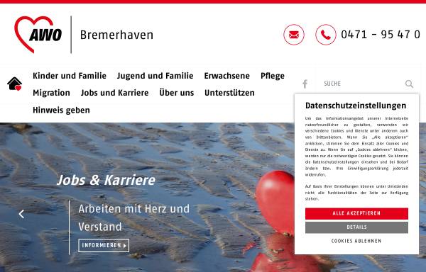 Vorschau von www.awo-bremerhaven.de, Arbeiterwohlfahrt Kreisverband Bremerhaven