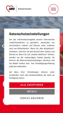 Vorschau der mobilen Webseite www.awo-bremerhaven.de, Arbeiterwohlfahrt Kreisverband Bremerhaven