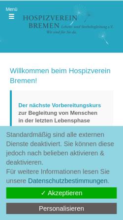Vorschau der mobilen Webseite www.hospizverein-bremen.de, Hospizverein Bremen - Lebens- und Sterbebegleitung e. V.