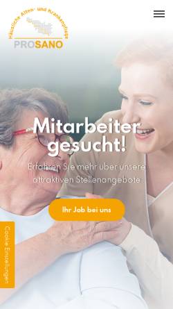 Vorschau der mobilen Webseite www.prosano-pflegedienst.de, Prosano Häusliche Alten- und Krankenpflege GmbH