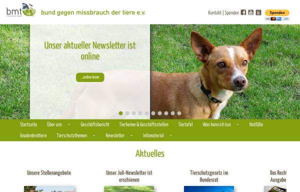 Vorschau von bmt-tierschutz.bmtev.de, Bund gegen Mißbrauch der Tiere e. V.