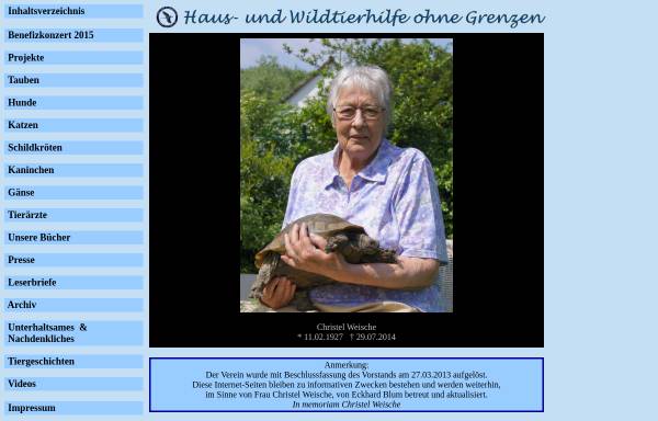Vorschau von www.haus-und-wildtierhilfe.de, Haus- und Wildtierhilfe ohne Grenzen e.V.