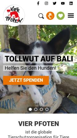 Vorschau der mobilen Webseite www.vier-pfoten.de, Vier Pfoten - Stiftung für Tierschutz