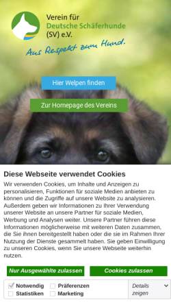 Vorschau der mobilen Webseite www.schaeferhunde.de, Verein für Deutsche Schäferhunde (SV) e.V.