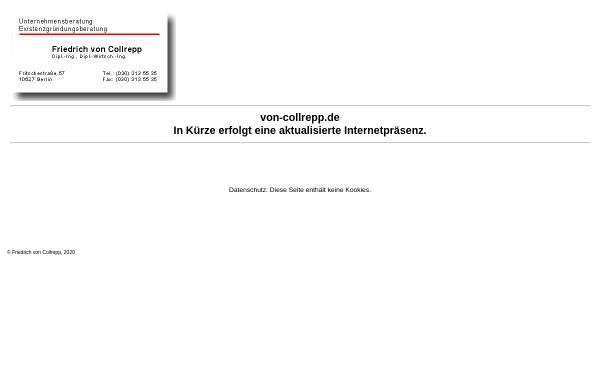 Vorschau von www.von-collrepp.de, Dipl.-Ing. Friedrich von Collrepp - Unternehmensberatung