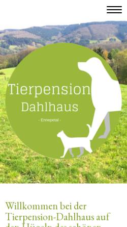 Vorschau der mobilen Webseite www.tierpension-dahlhaus.de, Tierpension Dahlhaus