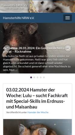Vorschau der mobilen Webseite www.hamsterhilfe-nrw.de, Hamsterhilfe NRW