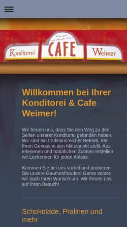 Vorschau der mobilen Webseite cafeweimer.de, Café-Confiserie-Bistro Weimer