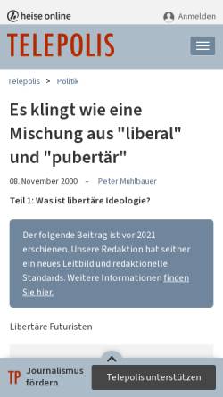 Vorschau der mobilen Webseite www.heise.de, Libertäre Ideologie
