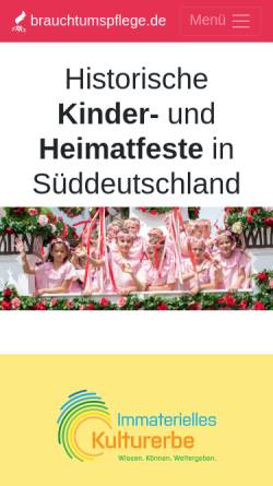 Vorschau der mobilen Webseite www.brauchtumspflege.de, Arbeitsgemeinschaft historischer Kinder- und Heimatfeste in Süddeutschland