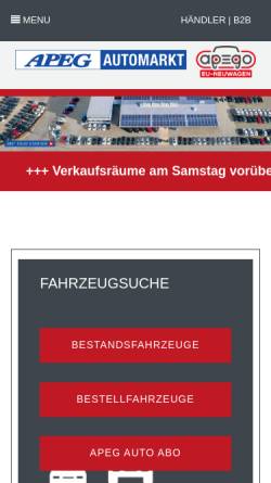 Vorschau der mobilen Webseite www.automarkt-im-allgaeu.de, APEG Automarkt im Allgäu GmbH