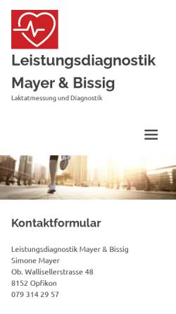 Vorschau der mobilen Webseite sport-test.ch, Leistungsdiagnostik Mayer & Bissig