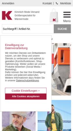 Vorschau der mobilen Webseite www.kimmich-modeversand.de, Kimmich Mode-Versand