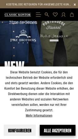 Vorschau der mobilen Webseite classic-kontor.com, Wolf Continental GmbH