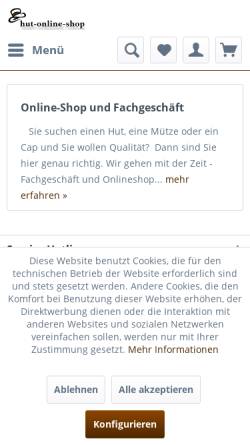 Vorschau der mobilen Webseite www.hut-online-shop.de, Hut-Online-Shop.de, Christoph Dreis