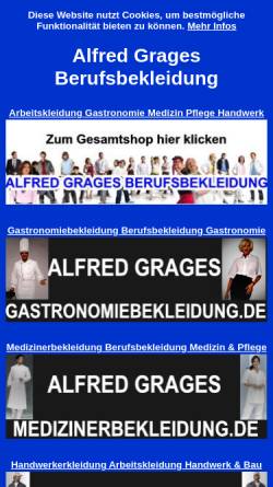 Vorschau der mobilen Webseite www.gastronomiebekleidung.de, Alfred Grages Berufsbekleidung