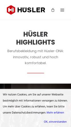 Vorschau der mobilen Webseite www.huesler-ag.ch, Hüsler Berufskleider AG