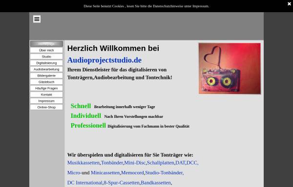 Vorschau von audioprojectstudio.de, Audioprojectstudio.de