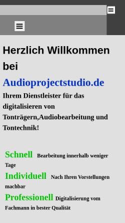 Vorschau der mobilen Webseite audioprojectstudio.de, Audioprojectstudio.de