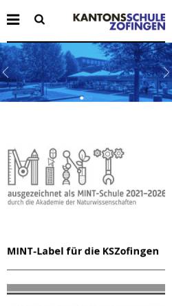 Vorschau der mobilen Webseite www.kszofingen.ch, Kantonsschule Zofingen