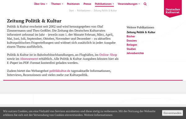 Vorschau von www.kulturrat.de, Politik und Kultur (PuK)