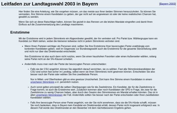 Leitfaden zur Landtagswahl 2003 in Bayern