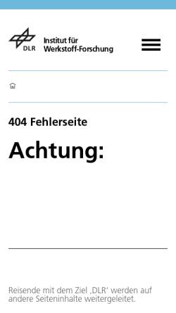 Vorschau der mobilen Webseite www.dlr.de, Forschungsgebiete des Instituts für Werkstoff-Forschung des DLR