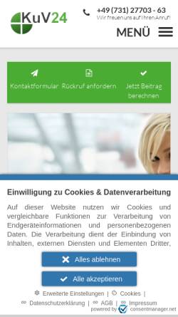 Vorschau der mobilen Webseite www.kuv24.de, Konzept und Verantwortung Versicherungsmakler GmbH