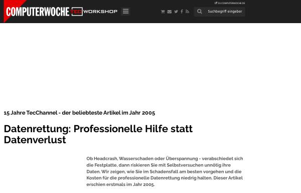 Vorschau von www.tecchannel.de, tecChannel : Professionelle Datenrettung