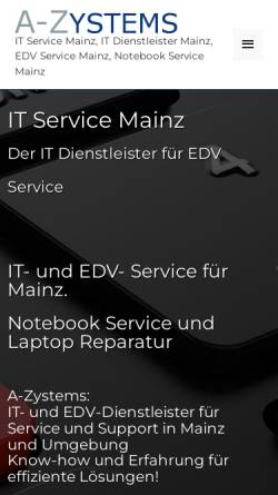 Vorschau der mobilen Webseite www.pc-notdienst-mainz.de, A-Zystems - Alexander Zawuski