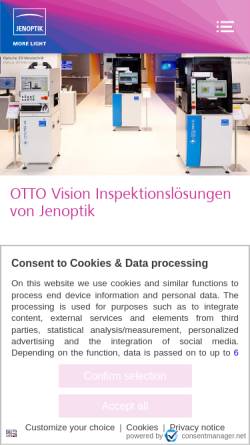 Vorschau der mobilen Webseite www.otto-jena.de, OTTO GmbH Computer Vision Systems