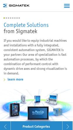 Vorschau der mobilen Webseite www.sigmatek-automation.com, Sigmatek GmbH & Co. KG