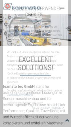 Vorschau der mobilen Webseite www.texmato.de, texmato Maschinenbau GmbH & Co.