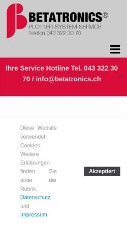 Vorschau der mobilen Webseite www.betatronics.ch, Betatronics Services AG