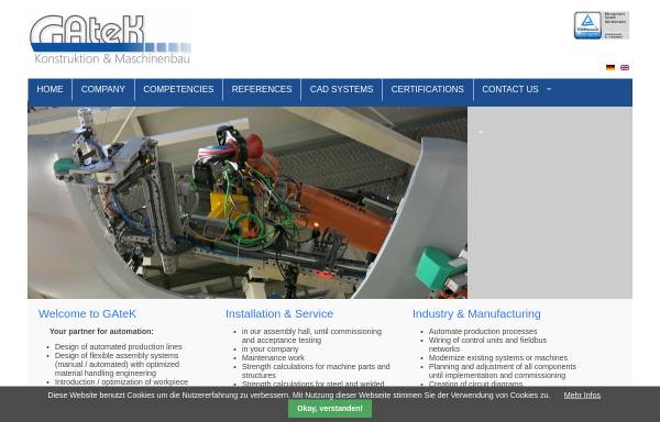 Vorschau von www.gatek-mbh.de, GAteK Gesellschaft für Automatisierungstechnik und Konstruktion mbH