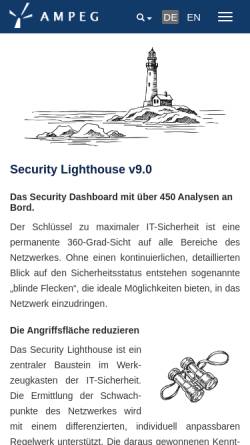 Vorschau der mobilen Webseite www.ampeg.de, AMPEG - Security and Security Information Management Services