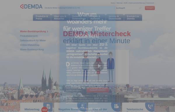 Vorschau von www.demda.de, De.M.Da. Deutsche Mieter Datenbank