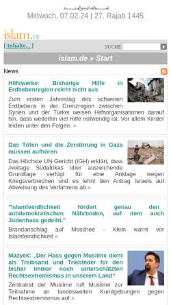 Vorschau der mobilen Webseite islam.de, Zentralrat der Muslime in Deutschland e.V. (ZMD)