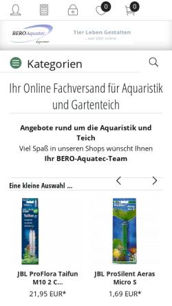 Vorschau der mobilen Webseite www.bero-aquatec.de, BERO-Aquatec Online Shop