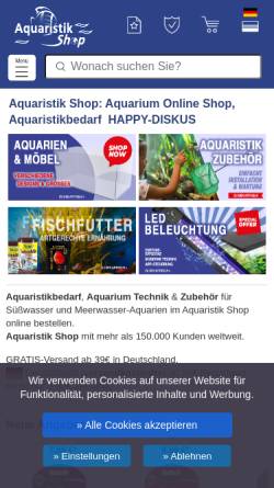 Vorschau der mobilen Webseite www.aquaristikshop.com, Happy-Diskus Aquaristikshop
