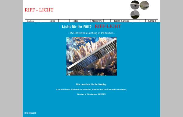 Vorschau von www.riff-licht.de, Riff-Licht