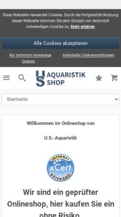 Vorschau der mobilen Webseite www.us-aquaristikshop.com, US Aquaristikshop