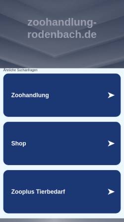 Vorschau der mobilen Webseite www.zoohandlung-rodenbach.de, Zoohandlung Rodenbach