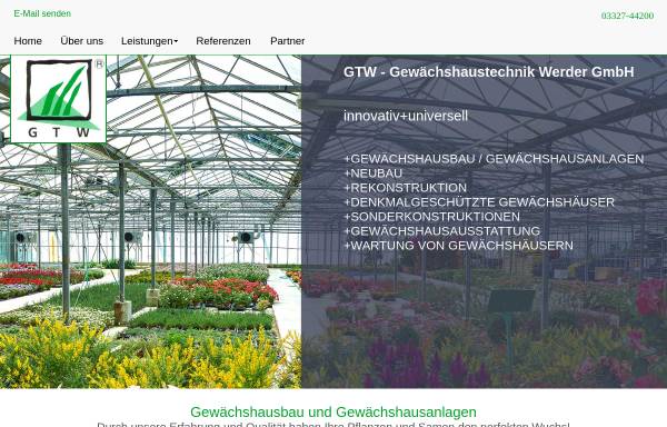 Vorschau von www.gewaechshaustechnik-werder.de, Gewächshaustechnik Werder GmbH